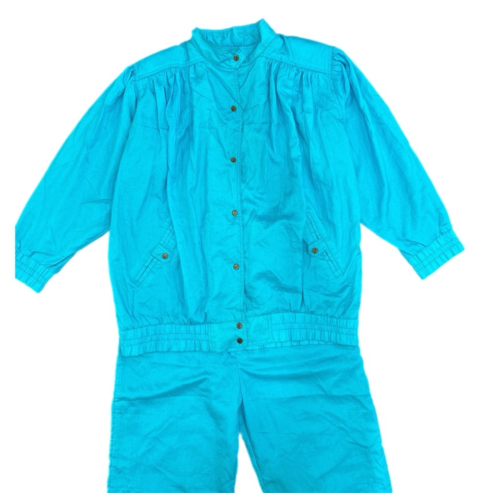 Vtg 80’s 90’s Teal Abraxas Windbreaker Track Suit Set Jacket & Pants Large